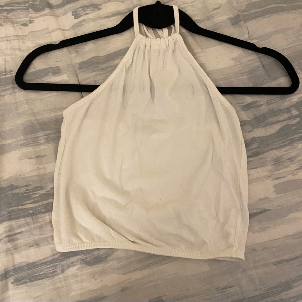 White high neck halter top